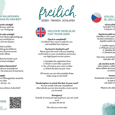Freilich Essen Trinken Schlafen Digitaler Self Check In * Ла-ан-дер-Тайя
